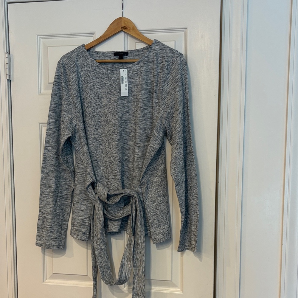 J. Crew Heather Gray Tie-Front Sweatshirt